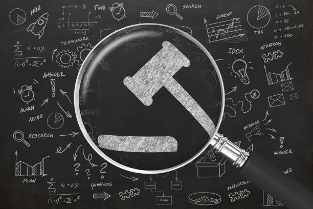 Gavel on chalkboard